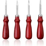 4Pcs 가죽 가장자리 베벨러 공구 목재 손잡이 스키빙 0.8mm 1mm 1.2mm 1.5mm : 베르27.