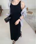 (전체당일)슬로우 나시 뷔스티에 여름 썸머 시원한 롱 니트 레이어드 이너 원피스 (3color) : 몽띠베이지