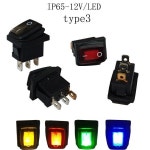미니 로커 스위치 패널 홀 IP65 토글 스위치 O전원 시소 스위치 21x15mm 3 핀 19x13mm Led 12V 220V 조명 4 개 : 올데이인터내셔널
