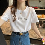 핑크색반팔티 흰색 리조트룩 노란색 여행 여성 반팔 티셔츠 : 참셀러