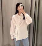 여성 데일리 투웨이 랩 버튼 언발 오버핏 기본 배이직 셔츠 남방 (화이트) : 클로채