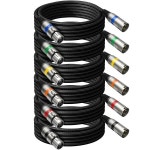 Heams Premium 6 Pack 25FT XLR 케이블 무소음 및 초내구성 땋은 마이크 모든 구리 도체 스튜디오 모니터 믹서 DMX 컬러풀용 남성 대 여성...