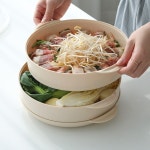 bpa free 대형 실리콘 만두 야채 전자렌지 찜기 2단세트 스팀 이유식 찜통 : 에시카창고