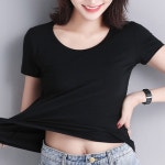 여성 여름 반팔 티셔츠 흰티 흰색 이너 슬림핏 무지 레이어드 : 모셀러