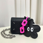키치블랙 미니가방키링 가방 참 장식 백꾸 가죽 키링 : shop oorir