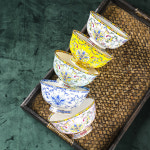 Jingdezhen 본 차이나 식기 가정용 파스타 그릇 밥 수프 에나멜 컬러 세라믹 긴 : 해피지수3