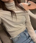 투웨이 반폴라 나시 레이어드 오프숄더 세트 드레이핑 셔링 긴팔 기본 티셔츠(3color) : 클로채