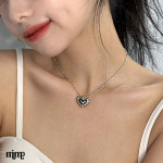 밈프 에스더 블랙 하트 실버목걸이 mimp aster black heart silver nevklace : mimp 밈프주얼리