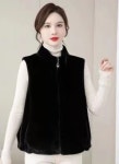 겨울 차이나 밍크 숏 짚업 미시 무지 깔끔한 디자인 밍크조끼 : 엠앤디