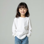 긴팔 30수 시보리 백색 면 라운드 유아 아동 흰티 키즈 무지 속옷 가족 티셔츠 티사이트 : 라운