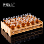 데낄라 진열장 위스키 트레이 양주잔 화이트 테이블 컵30ml6개 와인병300ml 7구멍 15ml 총알컵 24개+24홀 대나무꽂이 : 건재몰