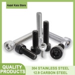 5-100PCS DIN912 A2 304 알렌 스테인레스 스틸 등급 12.9 블랙 탄소강 육각 소켓 헤드 캡 볼트 나사 M1.6M2M2.5M3M4M5M6M8 : 범이소랜드