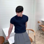 헨리넥니트 머슬핏반팔니트 : 블레든