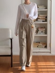 문나인 홀터 바지 면 바지 : MOONNINE
