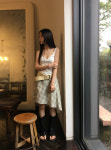 Check Asymmetry SK (2color) 체크 언발 미디스커트 미디, 연두, M : 아월 Our