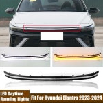 자동차 프론트 센터 그릴 LED 주간 러닝 라이트 다이나믹 LED 턴 시그널 램프 현대 Elantra 2023-2024 자동차 액세서리에 적합 : 프린스타49