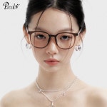 편안한 착용감 뿔테 안경테 클래식 초경량 10G 일반 TR90 블루라이트 차단 대형 프레임 티브라운 완신 렌즈 : 이지셀렉