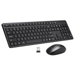 무선 키보드 및 마우스 콤보, 윈도우 크롬 노트북 컴퓨터 PC 데스크톱용 2.4G 사일런트 무선 키보드 마우스 콤보, 106개의 키와 숫자 패드...