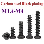 라운드 플랫 태핑 나사 블랙 탄소강 태핑 나사 M1.4 M1.7 M2 M2.3 M2.6 M3 M3.5 M4 4mm M1.4 100pcs : 부자샵88