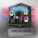 아페비아 프리즘-BK 프리즘 마이크로-ATX 게이밍 PC 큐브 케이스... RGB 모드, 듀얼 강화 유리 패널, 240mm 라디에이터 지원, : 세라노바
