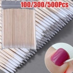 호환 100/300/500Pcs 미니 오렌지 나무 면봉 청소 스틱 10cm 버드 팁 네일 DIY 젤 폴란드어 지적 : 엣지컨슘샵