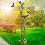 새목욕 독립형 Birdbaths 아트 장식 야외 잔디 뒷마당 정원을위한 스테이크 지원이있는 피더 : 케이플로우일렉트릭