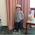 아기 유아 스트라이프 티 아동 키즈 가을 얇은 긴팔 단가라 티셔츠 멀 모노피그단가라티 : imellow 아이멜로우