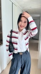 멜로디 스트라이프 배색 가디건 : -앤마켓