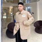 남성 인기 자켓 봄 패션쇼 숄 조끼 페이크 투피스 세련되고 스타일리시한 디자인 캐주얼 코디 재킷 공연 아이돌 남자 아우터 점퍼 : 필링몰
