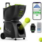 PUSUN PT-MAX C- 스마트 테니스 공 기계 145+ 용량 | 5-7시간 배터리 수명 속도 20-140km/h 착륙 지점 28곳 26개 고정 모드 APP 제어 개인...