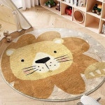 거실 둥근 귀여운 침실 봉제 카펫 푹신한 매트 러그 게이머 데코 바닥 사자 A 60cm 23.62inch : 샾플릭
