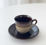 (캄머 vintage) 독일 핸드메이드 브라운 커피잔+소서 1set : 캄머 kammer