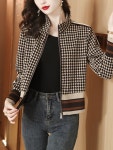 더블 여성 재킷 겨울 긴팔 격자 칼라 운 패션 스탠 : 도도다몰