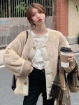 여성 깔깔이 베이지 양털 경량 뽀글이 양면 퀄팅 점퍼 패딩 : 가라온몰1호
