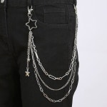 여성용 레이어드 팬츠 체인 실버 진 펑크 주얼리 포켓 지갑 액세서리 남성 바디 힙합 Star Pants Chain : 옥지나