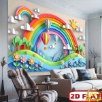 1pc2DflatVivid 무지개 벽 예술 열기구와 태양 포함 - 전원 공급 필요 없음 : 트레이드셀71