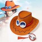 만화 애니메이션 Luffy 원피스 D 에이스 코스프레 모자 남성용 카우보이 모자 여성 캐주얼 Topee 해적 모자 성인 양동이 모자 선물 : 네오무역