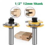 12mm 1/2 생크 T-슬롯 라우터 비트 세트 3 치아 장부 커터 바닥 도구 목공 밀링 : 공구는모두여기