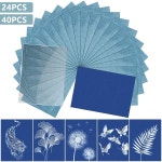 태양색지인쇄사 | 24/48Pcs 태양 인쇄 용지 키트 Cyanotype Paper A4 드로잉 아이 공예 클래스 DIY Art를위한 고감도 : 천성소소온