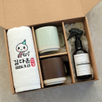 돌잔치답례품 웨딩 세면타올 + 마카롱머그 2p + 알러지프리 룸스프레이 (40개이상 단가) : 땡스샵답례품