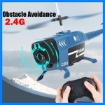 2.4G Rc 헬리콥터 3.5CH 원격 제어 비행기 조명 장애물 회피 드론 라디오 제어 비행기 장난감 소년 선물 : 더블루락