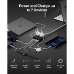 GaN 충전소 70W 7-in-1 듀얼 USB C 충전기(AC 콘센트 3개 A 포트 2개 : 은사1