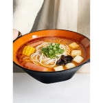 바이란 마오차이 마라탕 | 인플루언서 마라탕집 전용볼 업소용 쌀국수 마라탕 그릇 멜라민 쌍귀면기 대접 국수 마오차이 우렁이 1 손잡이 10 5인치 블랙오렌지(3배 두껍게...