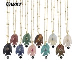 WT-N1511 사랑스러운 물고기 참 장식 컬러 보석 화이트 크리스탈 쿼츠 타이거아이 스톤 펜던트 고급 비즈 체인 목걸이 : 히그린