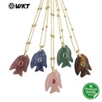WT-N1511 사랑스러운 물고기 참 장식 컬러 보석 화이트 크리스탈 쿼츠 타이거아이 스톤 펜던트 고급 비즈 체인 목걸이 : 히그린