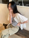 jinsim 진심 헨르 블라우스, 여자 봄 노카라 라운드 퍼프 벌룬 셔링 아이보리 핑크 : 유어커들리