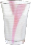 일본 토요사사키 유리 맥주잔 아와다치 거품 핑크 유리컵 350ml 2개 : 쇼미띵즈