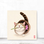 소소꼬모 고양이 일러스트 인테리어액자 캔버스 행복캣 24x24cm : 소소꼬모