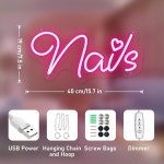 Naill room(네일룸) | Brochao 네일 네온 사인 LED 라이트 업 Nial Room Wall Decar 뷰티 룸 살롱 비즈니스 스토어 홈 파티 장식 선물 십대 여아용 Nail-01...