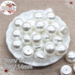 아이보리 화이트 라운드 진주 수지 공예 가든 ABS 버튼 카보 비즈 플랫 하프 시뮬레이션 ivory 14mm 20pcs : 브릭앤라이트몰